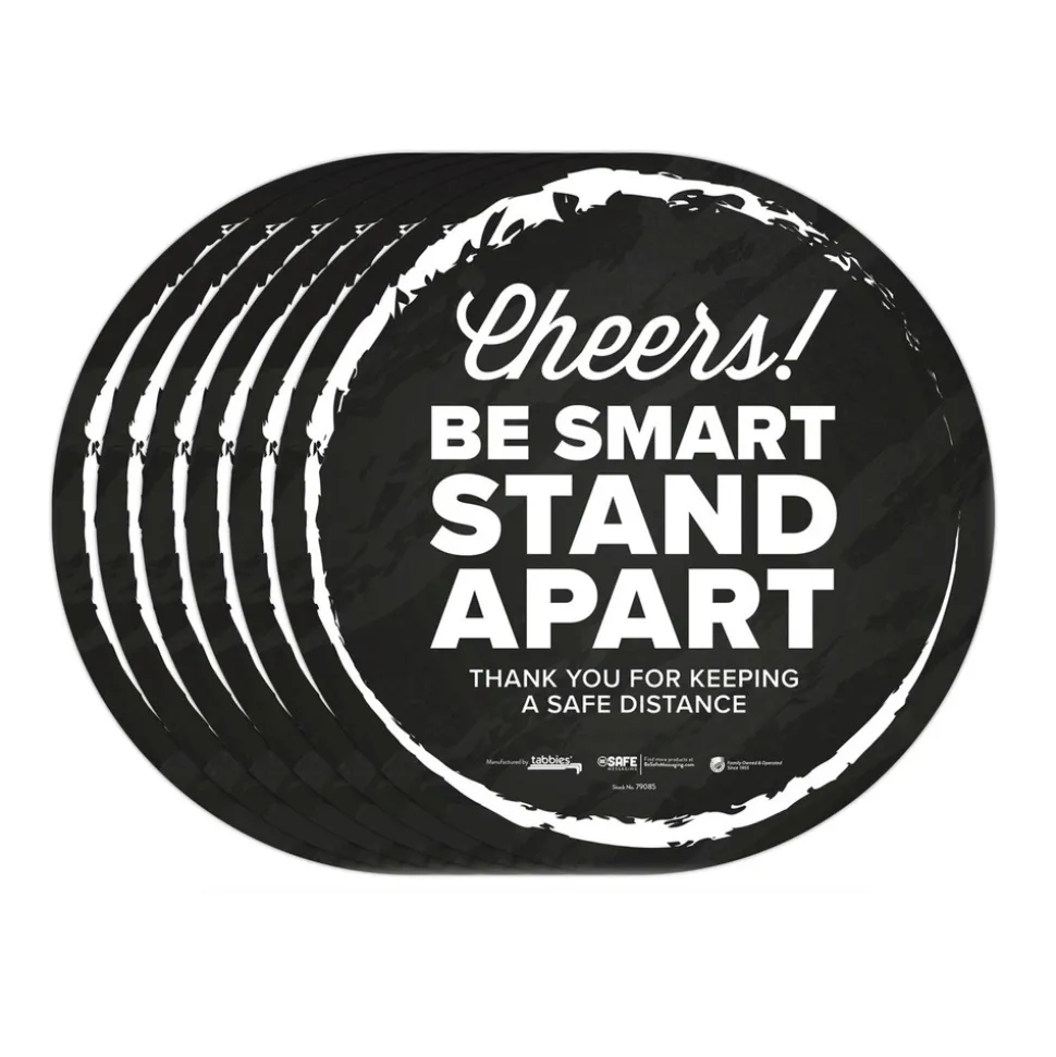 Tabbies BeSafe Messaging 12 in. Floor Decals - Black/White (6/Pack)