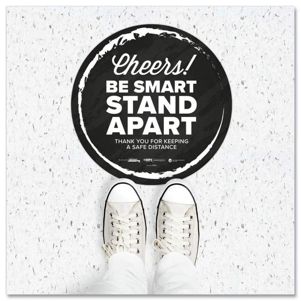 Tabbies BeSafe Messaging 12 in. Floor Decals - Black/White (6/Pack)