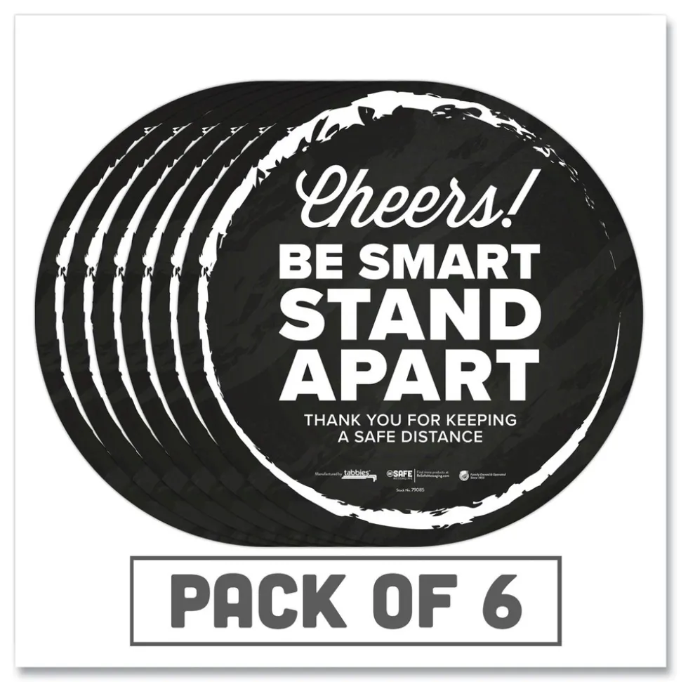 Tabbies BeSafe Messaging 12 in. Floor Decals - Black/White (6/Pack)