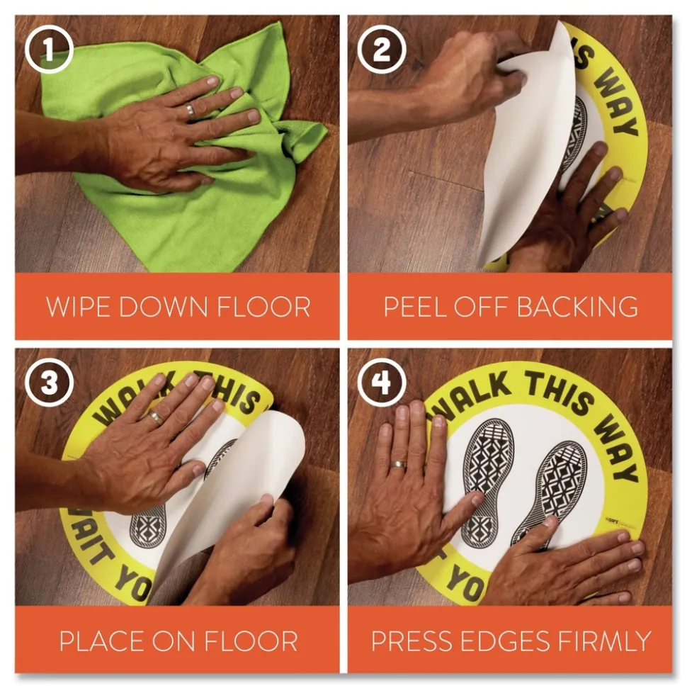 Tabbies BeSafe Messaging 12 in. Floor Decals - Black/White (6/Pack)