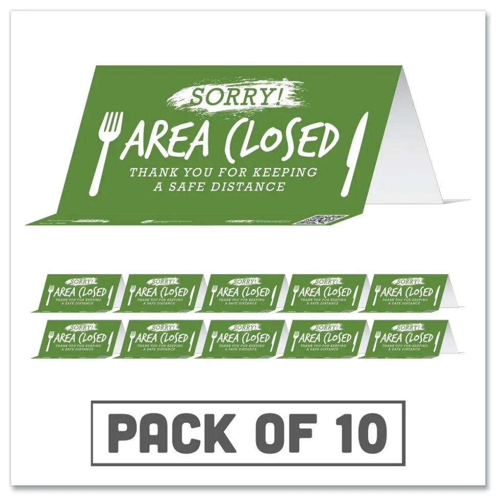 Tabbies BeSafe Messaging 8 in. x 3.87 in. Table Top Tent Card - Green (10/Pack)