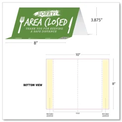 Tabbies BeSafe Messaging 8 in. x 3.87 in. Table Top Tent Card - Green (10/Pack)