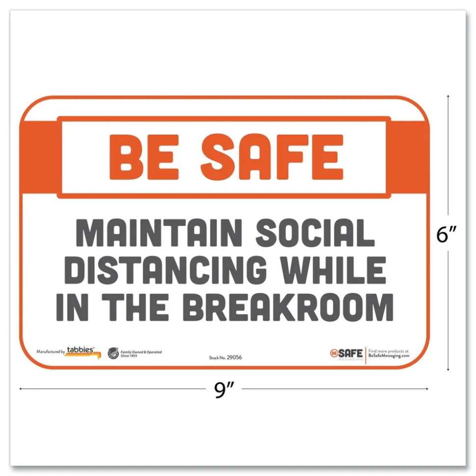 Tabbies BeSafe Messaging 9 in. x 6 in. Repositionable Wall/Door Signs - White (30/Carton)