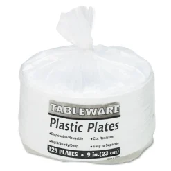 Tablemate 9 in. Diameter Plates Plastic Dinnerware - White (500/Carton)