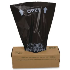 Tatco Dog Waste Bags Open-Face 0.5 gal 8-in x 13-in Black Perforated Roll 200 Bags/Roll 10 Rolls/Carton