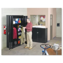 Tennsco 48 in. x 24 in. x 78 in. Assembled Jumbo Combination Steel Storage Cabinet - Light Gray