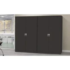 Tennsco 48 in. x 24 in. x 78 in. Jumbo Combination Steel Storage Cabinet - Black