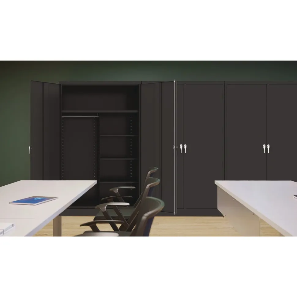 Tennsco 48 in. x 24 in. x 78 in. Jumbo Combination Steel Storage Cabinet - Black