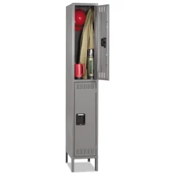 Tennsco 12 in. x 18 in. x 78 in. Single Stack Double Tier Locker with Legs - Medium Gray