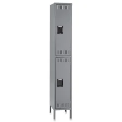 Tennsco 12 in. x 18 in. x 78 in. Single Stack Double Tier Locker with Legs - Medium Gray