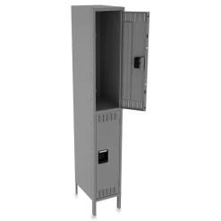 Tennsco 12 in. x 18 in. x 78 in. Single Stack Double Tier Locker with Legs - Medium Gray