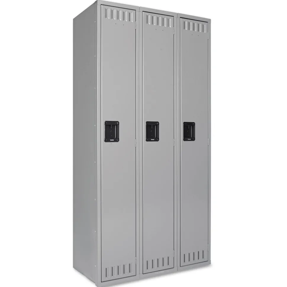Tennsco 36 in. x 18 in. x 72 in. Three Lockers with Hat Shelves and Coat Rods Single-Tier Locker - Medium Gray