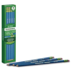 Ticonderoga 2.6 mm 2B (#2) Erasable Colored Pencils - Blue Lead/Blue Barrel (12/Pack)
