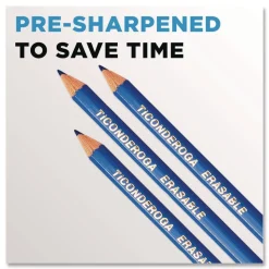 Ticonderoga 2.6 mm 2B (#2) Erasable Colored Pencils - Blue Lead/Blue Barrel (12/Pack)