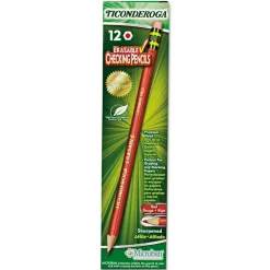 Ticonderoga 2.6 mm 2B Erasable Colored Pencils - Carmine Red Lead/Carmine Red Barrel (12/Pack)