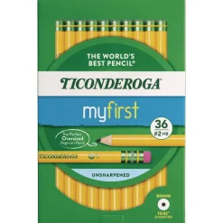 Ticonderoga 3.6 mm HB (#2) My First Woodcase Pencil with Eraser - Black Lead, Yellow Barrel (36/Pack)