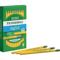 Ticonderoga 3.6 mm HB (#2) My First Woodcase Pencil with Eraser - Black Lead, Yellow Barrel (36/Pack)
