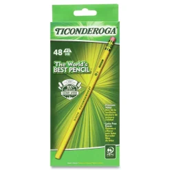 Ticonderoga HB (#2) Pencils - Black Lead, Yellow Barrel (48/Pack)