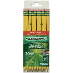 Ticonderoga HB (No. 2) Pre-Sharpened Pencil - Black Lead/Yellow Barrel (30/Pack)