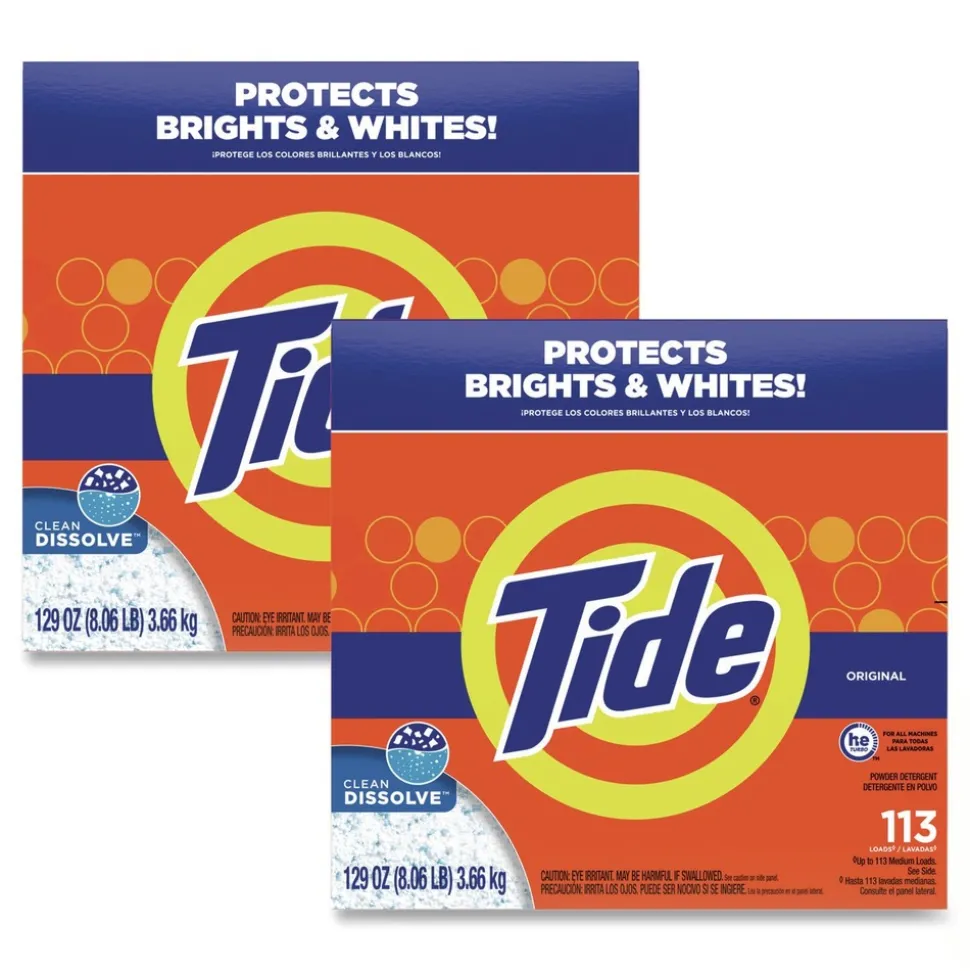 Tide 80811557 129 oz HE Compatible Powder Laundry Detergent - Original Scent (2/Carton)