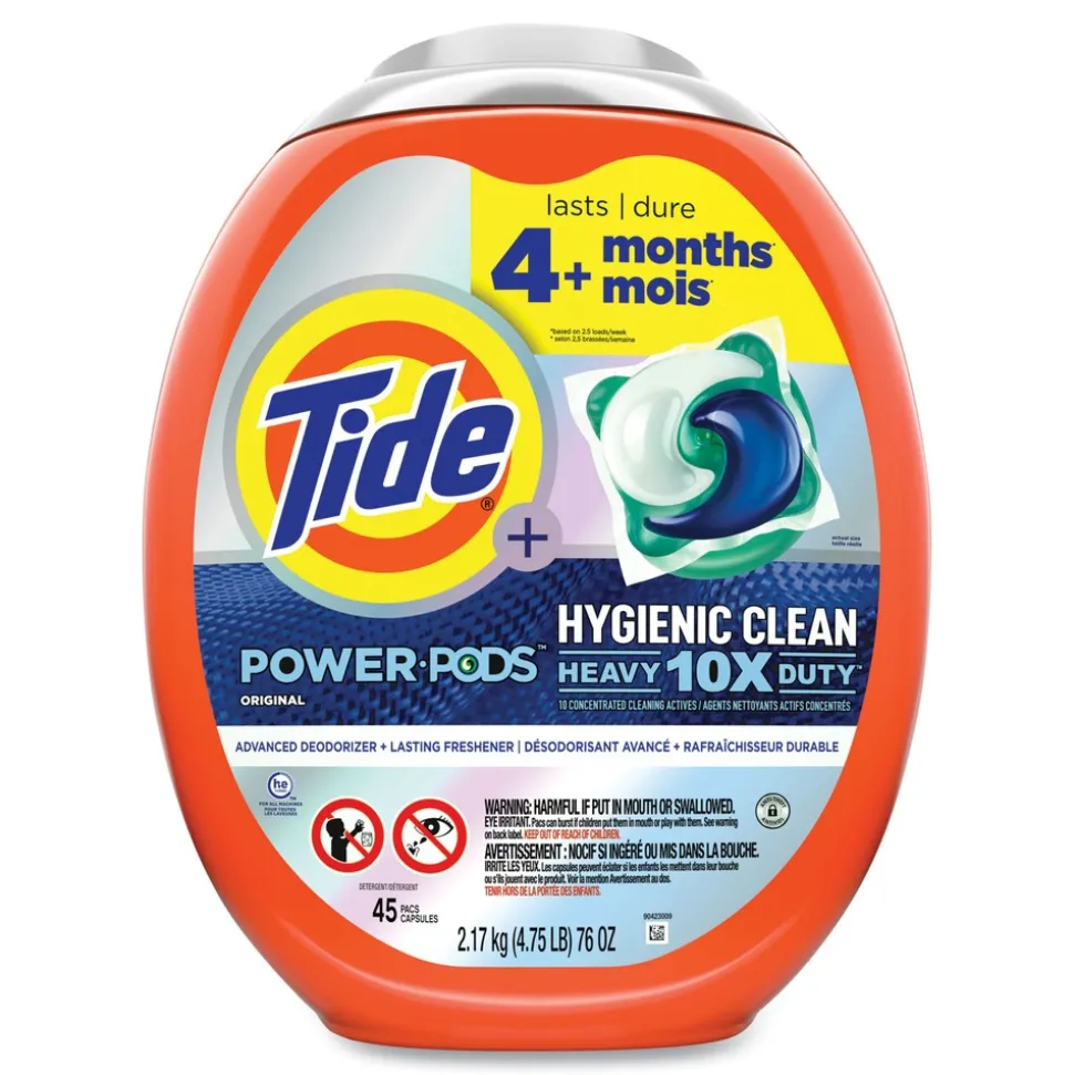 Tide Hygienic Clean Heavy 10x Duty Power Pods 76 oz. Tub HE Compatible Laundry Detergent - Original Scent (4/Carton)
