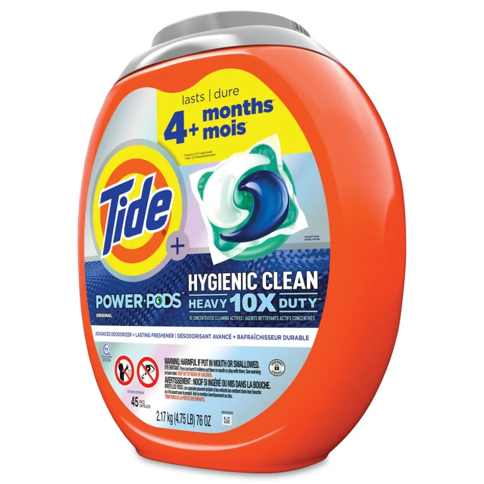 Tide Hygienic Clean Heavy 10x Duty Power Pods 76 oz. Tub HE Compatible Laundry Detergent - Original Scent (4/Carton)