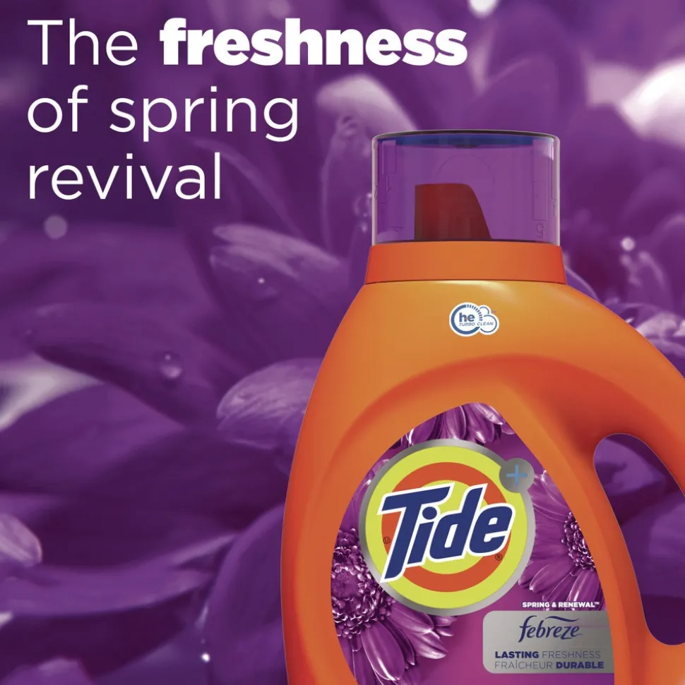 Tide Plus Febreze 84 oz. Bottle HE Liquid Laundry Detergent - Spring and Renewal (4/Carton)
