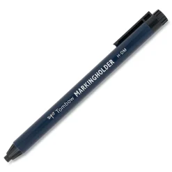 Tombow 4.4 mm Wax-Based Marking Pencil - Black Wax, Navy Blue Barrel (10/Box)