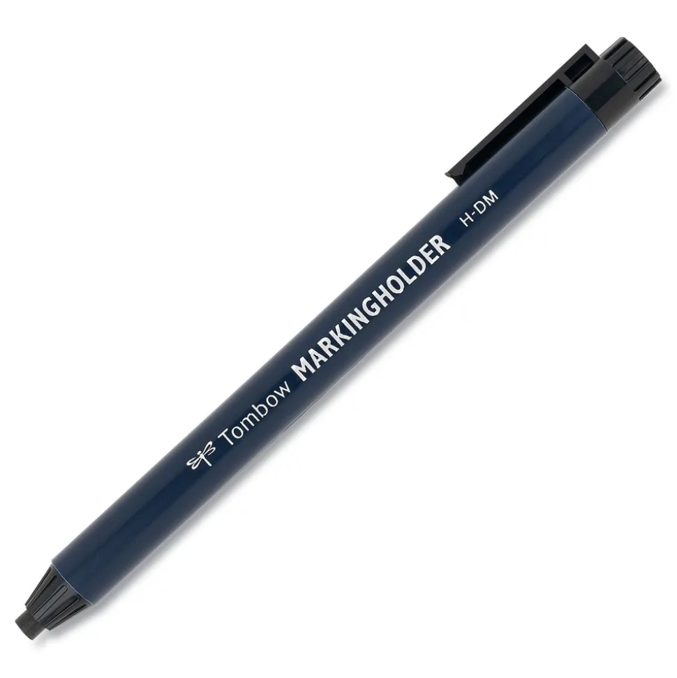 Tombow 4.4 mm Wax-Based Marking Pencil - Black Wax, Navy Blue Barrel (10/Box)
