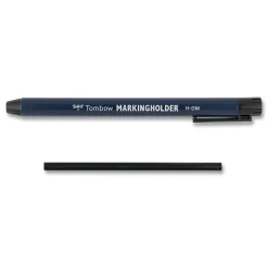 Tombow 4.4 mm Wax-Based Marking Pencil - Black Wax, Navy Blue Barrel (10/Box)