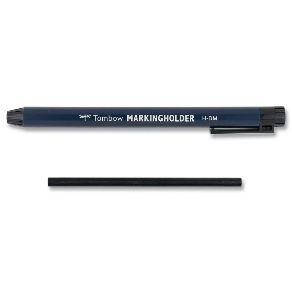 Tombow 4.4 mm Wax-Based Marking Pencil - Black Wax, Navy Blue Barrel (10/Box)
