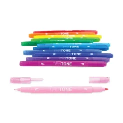 Tombow Extra-Fine/Broad Tips Twin Tone Dual-Tip Markers - Assorted Colors (12/Pack)