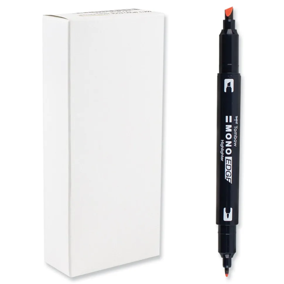 Tombow Mono Chisel/Bullet Tip Edge Highlighters - Red Barrel/Red Ink (10/Box)