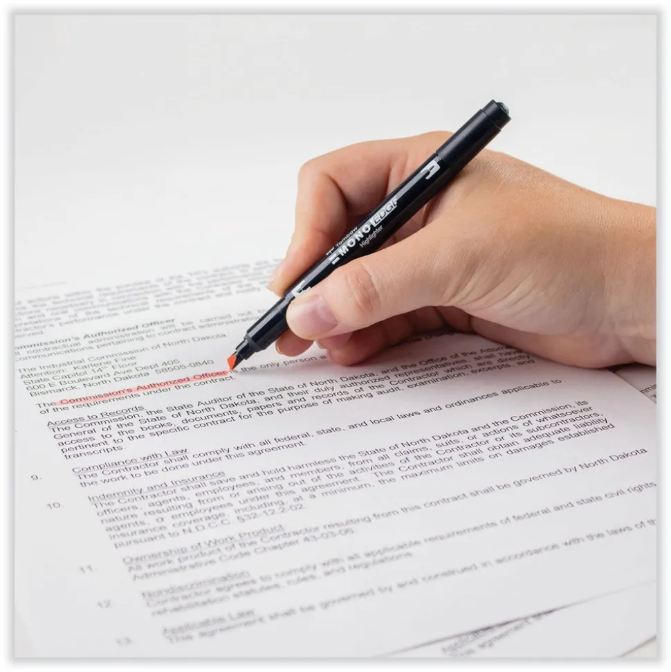 Tombow Mono Chisel/Bullet Tip Edge Highlighters - Red Barrel/Red Ink (10/Box)