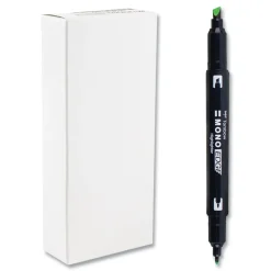 Tombow Mono Chisel/Bullet Tip Edge Highlighters - Yellow Green Barrel/Yellow Green Ink (10/Box)