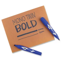 Tombow Mono Twin Fine/Broad Tips Bold Permanent Marker - Blue (10/Box)