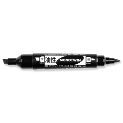 Tombow Mono Twin Fine/Broad Tips Bold Permanent Marker - Black (10/Box)