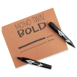 Tombow Mono Twin Fine/Broad Tips Bold Permanent Marker - Black (10/Box)