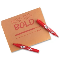 Tombow Mono Twin Fine/Broad Tips Bold Permanent Marker - Red (10/Box)