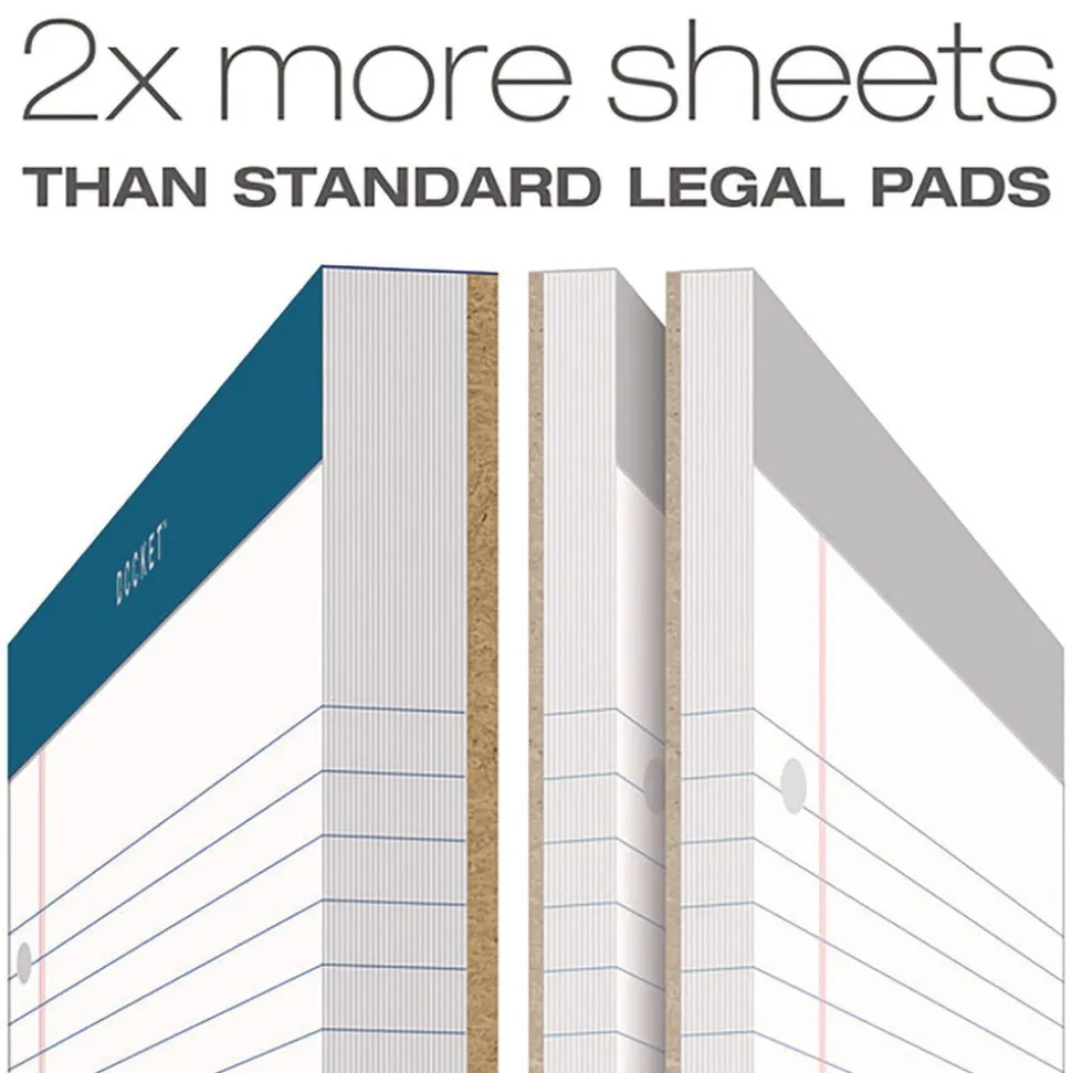 TOPS 8.5 in. x 11.75 in. Double Docket Pads with Extra Sturdy Back - White (100-Sheets/Pad)