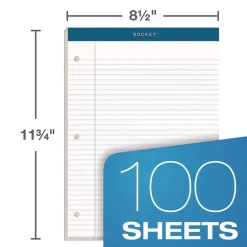 TOPS 8.5 in. x 11.75 in. Double Docket Pads with Extra Sturdy Back - White (100-Sheets/Pad)