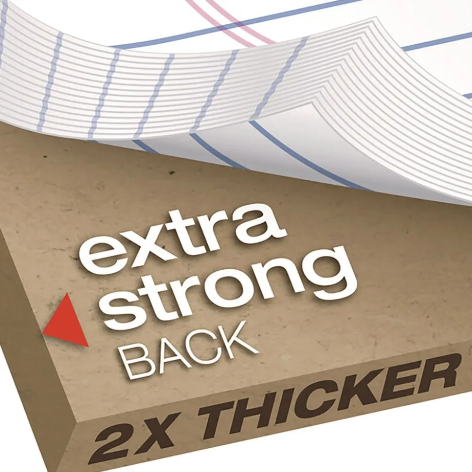 TOPS 8.5 in. x 11.75 in. Double Docket Pads with Extra Sturdy Back - White (100-Sheets/Pad)