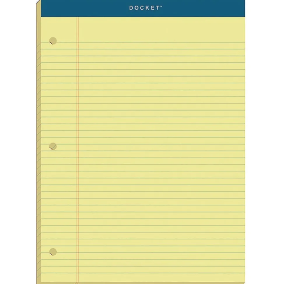 TOPS 8.5 x 11.75 Double Docket Ruled Pads with Extra Sturdy Back - Canary-Yellow (100-Sheets/Pad)