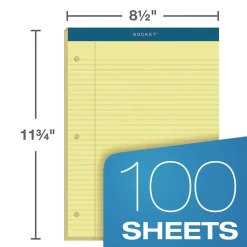 TOPS 8.5 x 11.75 Double Docket Ruled Pads with Extra Sturdy Back - Canary-Yellow (100-Sheets/Pad)
