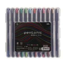 TOPS Assorted Point Sizes PENTONIC Stick Gel Pen - Assorted Ink Colors/Black Barrel (12/Pack)