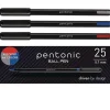 TOPS Fine 0.7 mm PENTONIC Stick Ballpoint Pen - Assorted Ink Colors/Black Barrel (25/Pack)
