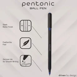 TOPS Fine 0.7 mm PENTONIC Stick Ballpoint Pen - Assorted Ink Colors/Black Barrel (25/Pack)