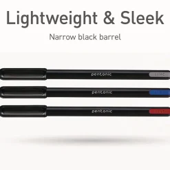 TOPS Fine 0.7 mm PENTONIC Stick Ballpoint Pen - Assorted Ink Colors/Black Barrel (25/Pack)