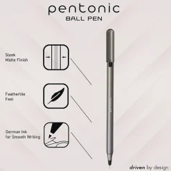 TOPS Medium 1 mm PENTONIC Stick Ballpoint Pen - Assorted Ink Colors/Charcoal Gray Barrel (25/Pack)