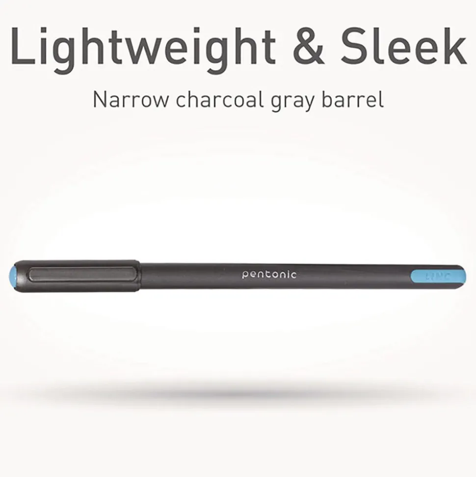 TOPS Medium 1 mm PENTONIC Stick Ballpoint Pen - Assorted Ink Colors/Charcoal Gray Barrel (25/Pack)